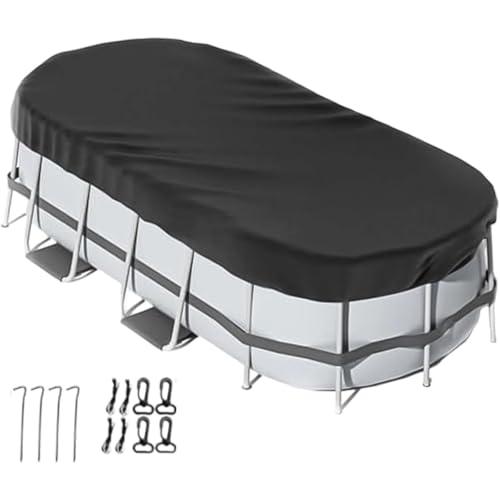 Wetterfeste ovale Poolabdeckung mit Zubehör für oberirdische Pools bietet zuverlässigen Schutz zu allen Jahreszeiten(7x10ft(213x305cm)) von KWULDNAL