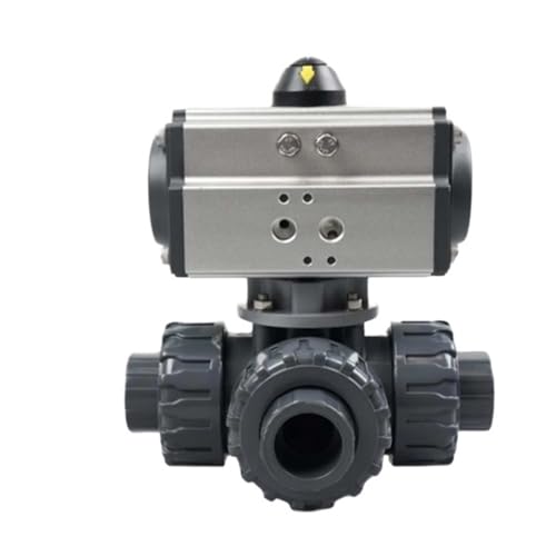 1 Stück UPVC-Kunststoff Pneumatisches Dreiwege-Kugelventil L/T-Typ PVC-Lenkventil Lenkventil Wasseraufbereitung Q624/5F-10S(DN20L) von KWWEWEB