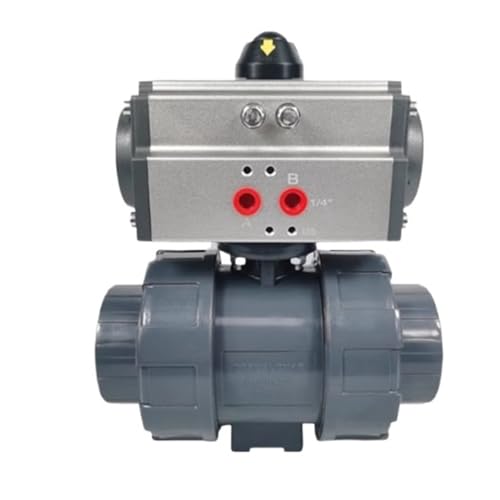 1 stücke pneumatische kugelhahn Q621F-10S säure und alkali korrosionsbeständig doppel union buchse kugelhahn UPVC doppel union kugelhahn(DN20φ25 Double-acting) von KWWEWEB