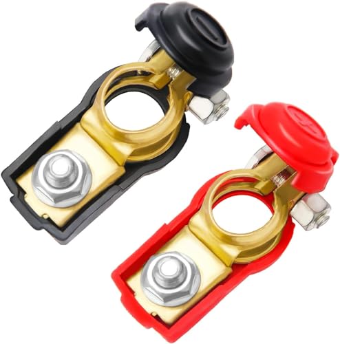 2 Stück Kupfer Batterie Klemmen Set,12V/24V Batterie-Schnelltrennanschlüsse, Batteriepolklemmen Terminal Negative und Positive Auto Batterie Kabel Klemmen Anschlüsse, für Boot, LKW, Auto von KX-ENERGIE