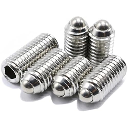 KX-ENERGIE 5 Stück Feder-Kugelstößel-Schraube Kugelkopf Madenschrauben Kugel Punkt Federnde Druckstücke,304 Edelstahl M3 Kugelkopf Madenschraube Schrauben Set Kugelstößel für Mechanische Geräte von KX-ENERGIE