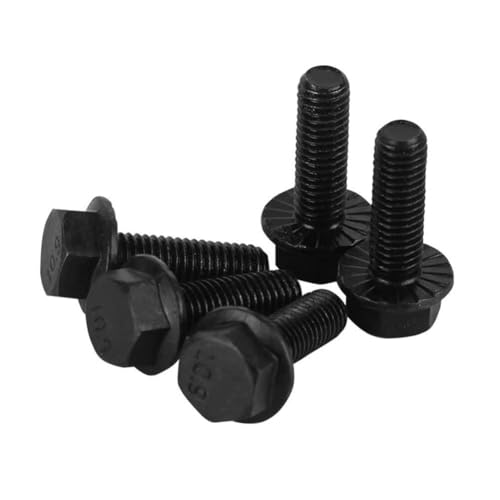 KX-ENERGIE 5 Stück Flansch Schrauben Gezackte Flansch-Sechskantschrauben M8x30 mm Vollgewinde Hochfester Legierter Stahl der Güteklasse 10.9, Schwarz von KX-ENERGIE
