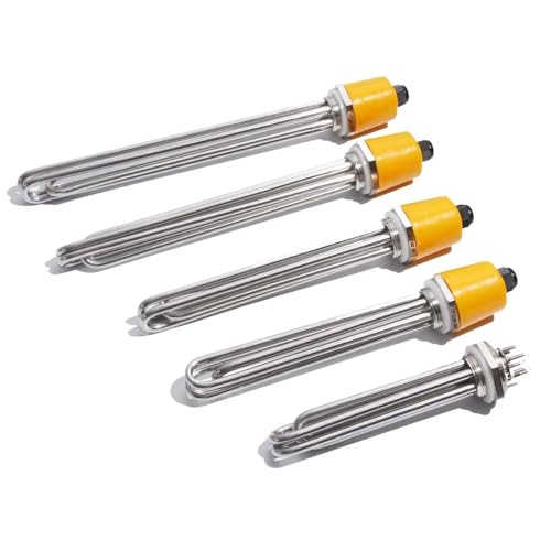 KX-ENERGIE 9000W Heizstab Einphasig 220V, DN40 1,5 Zoll Heizelement BSP-Gewinde Messingflansch, Heizelement Edelstahl mit Kunststoffabdeckung Silikonring von KX-ENERGIE