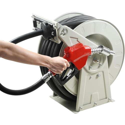 KX-ENERGIE Schlauchtrommel 1"x33' Schlauchaufroller mit automatischer Kraftstoffdüse Luftschlauchtrommel Max. Arbeitsdruck 300 PSI Druckluftschlauchtrommel Diesel Kerosin von KX-ENERGIE