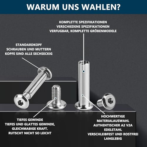 KX-ENERGIE Verbindungsschrauben mit Hülsen Möbelschrauben 10 Stück M2x6mm Hülsenschrauben mit Innensechskant,Edelstahl A2 V2A Schrankverbinder, Möbelverbinder Hülsenmutter für Möbeln,Schränken KX-ENERGIE Verbindungsschrauben mit Hülsen Möbelschrauben 10 Stück M2x6mm Hülsenschrauben mit Innensechskant,Edelstahl A2 V2A Schrankverbinder, Möbelverbinder Hülsenmutter für Möbeln,Schränken von KX-ENERGIE
