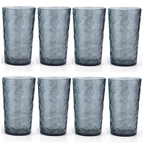 KX-WARE Acryl-Wassergläser, 740 ml, Kunststoffglas, größere Trinkgläser, 8 Stück, Grau von KX-WARE