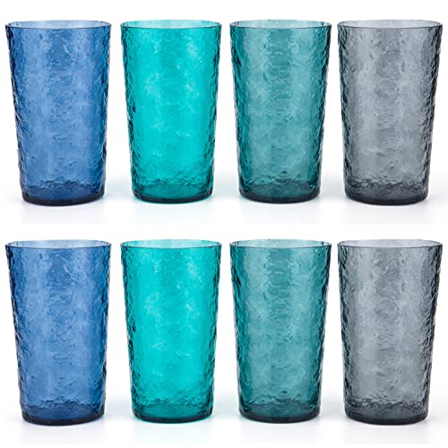 KX-WARE Acryl-Wassergläser, Kunststoffbecher, größere Trinkgläser, 750 ml, mehrfarbig, 8 Stück von KX-WARE