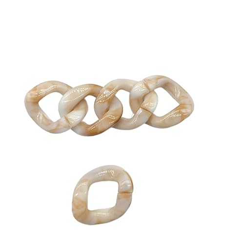 KXAOXGRC Acryl-Kunststoff-Verbindungsringe, 33x40mm 100 stücke Weiß Muster Große Quick Link Anschlüsse Acryl Verbindungsringe for Schmuck Ketten Machen(Off White+Brown) von KXAOXGRC