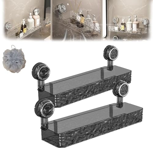 KXAOXGRC Duschablage mit Saugnäpfen für das Badezimmer, Duschablage aus gewelltem Acryl mit Saugnapf, 6 Stück, Mehrfarbig(2xgray Rectangle) von KXAOXGRC