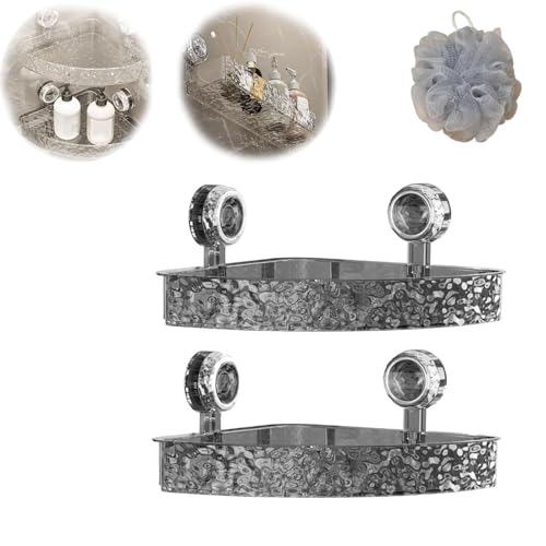 KXAOXGRC Duschablage mit Saugnäpfen für das Badezimmer, Duschablage aus gewelltem Acryl mit Saugnapf, 6 Stück, Mehrfarbig(2xgray Triangle) von KXAOXGRC
