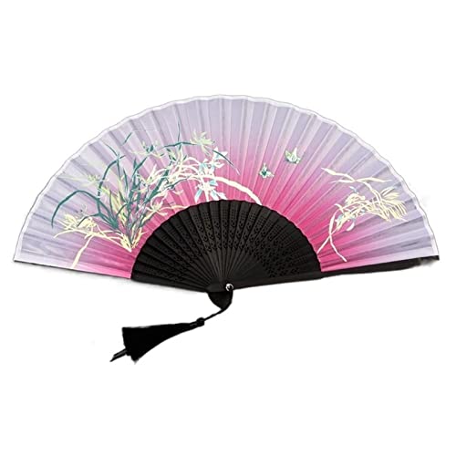 KXAOXGRC Faltbarer chinesischer Fächer, 2er-Pack faltbare Handfächer aus Seide, mehrfarbig, 21,1 x 38,1 cm(7) von KXAOXGRC