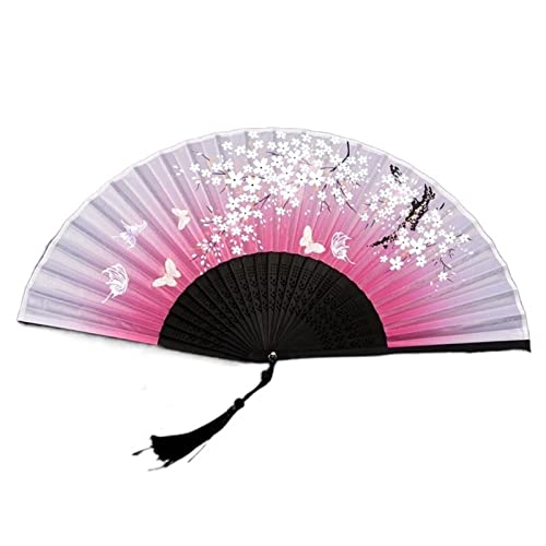 KXAOXGRC Faltbarer chinesischer Fächer, 2er-Pack faltbare Handfächer aus Seide, mehrfarbig, 21,1 x 38,1 cm(9) von KXAOXGRC