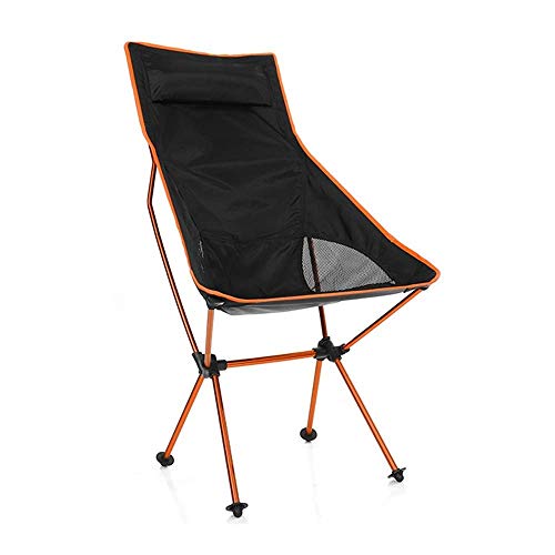 KXAOXGRC Klappbarer Campingstuhl für draußen, Camping-Klappstuhl mit eingebauter Kissen-Rückenlehne und Tragetasche in Mehrfarbig(Orange) von KXAOXGRC