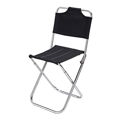 KXAOXGRC Klappbarer Campingstuhl für draußen, Klappbarer Angel- und Campingstuhl mit Rückenlehne(Black) von KXAOXGRC