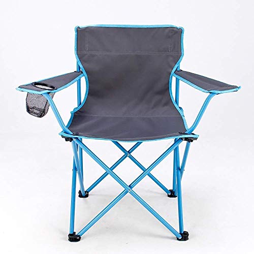 KXAOXGRC Klappbarer Campingstuhl für draußen, Klappbarer Campingstuhl mit Netzrückenlehne, Getränkehalter, Tasche, Schultertasche, 100 kg, Mehrfarbig(Blue) von KXAOXGRC