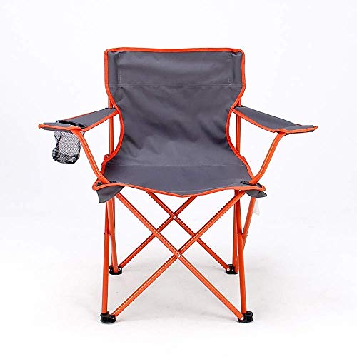 KXAOXGRC Klappbarer Campingstuhl für draußen, Klappbarer Campingstuhl mit Netzrückenlehne, Getränkehalter, Tasche, Schultertasche, 100 kg, Mehrfarbig(Orange) von KXAOXGRC