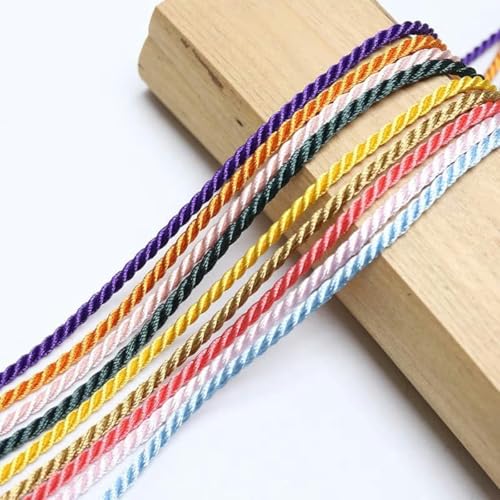 KXAOXGRC Makramee-Baumwollseil, 10 Meter 2 mm 3 Anteile verdrehte Baumwolle Nylon geflochtene Schnur for DIY Handwerk Seil Multicolor(13 Deep Golden) von KXAOXGRC