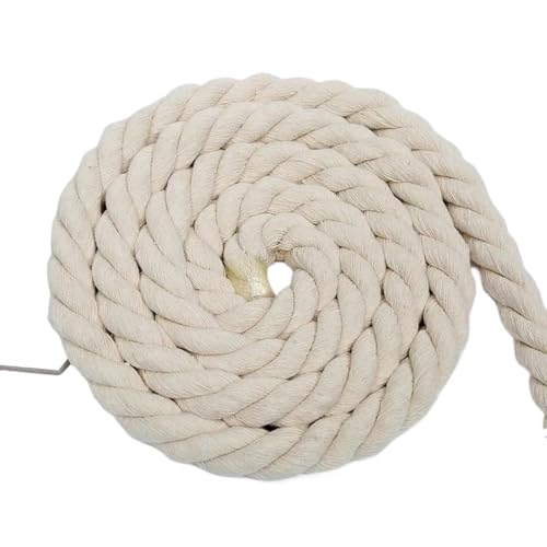 KXAOXGRC Makramee-Baumwollseil, 3-strängiges Makramee-Seil aus gewachster Baumwolle, Beige, mehrere Größen(10meters,8mm) von KXAOXGRC