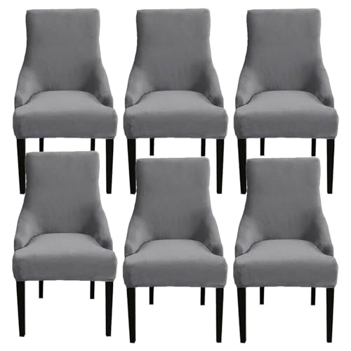 KXAOXGRC Stuhlabdeckung,Sitz dekorative Abdeckung Removable Chair Slipcover Elastic Dining Chairs Covers, for Kitchen Hotel, Banquet, Ceremony (Color : Red, Size : 1) (Color : Dark Gray, Size : 6) von KXAOXGRC