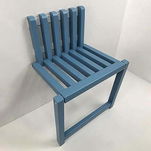 KXAOXGRC Wandmontierter Klapphocker, Mehrfarbiger, an der Wand befestigter Klapphocker aus Massivholz for den Eingangsbereich, Badezimmer, Flur(Blue) von KXAOXGRC