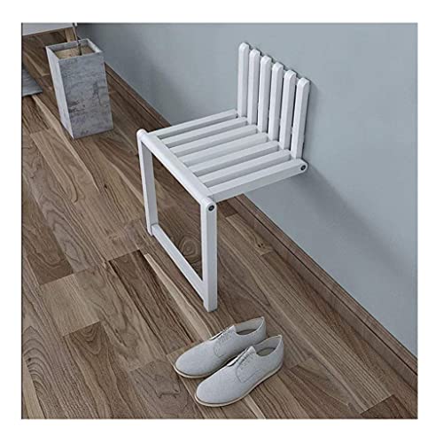 KXAOXGRC Wandmontierter Klapphocker, Wall Mounted Foldable Shoe Bench Shower Seat Wood 150kg Capacity 38x35x4cm Multicolor(White) von KXAOXGRC