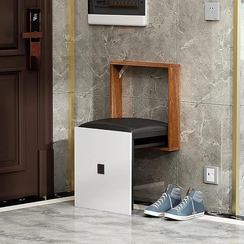 KXAOXGRC Wandmontierter Klapphocker, Wall Mounted Folding Stool Bench for Shower Bathroom Multicolor(Teak) von KXAOXGRC