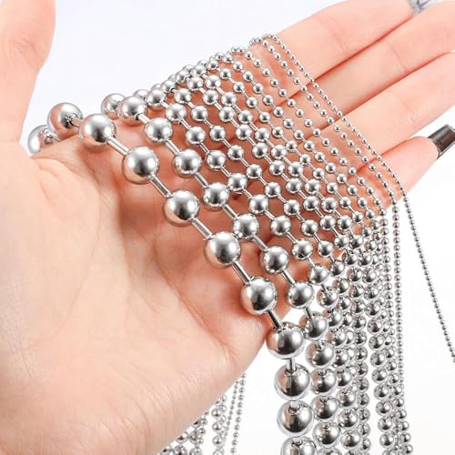 Kugelperlenkette, Edelstahl-Kugelkette 1 Meter,5 mm - 10 for die DIY-Schmuckherstellung in Stahl und Gold(Steel Ball Chain 1m,4mm) von KXAOXGRC