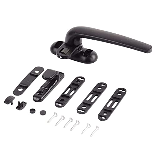 Kunststoff-Fenstergriffe aus Stahl zum Aufdrücken, Aluminiumlegierung-Flügelschloss-Griff 13x7x5cm Weiß oder Schwarz for UPVC-Fenster(Right Black) von KXAOXGRC