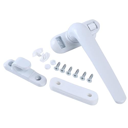 Kunststoff-Fenstergriffe aus Stahl zum Aufdrücken, Universal-Fenstergriff mit Schlüsselschloss for Kindersicherung, UPVC-Fenster, 13 x 7 x 5 cm, Weiß/Schwarz(White Left) von KXAOXGRC