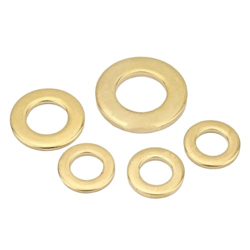 Messing Dichtungsringe Unterlegscheiben, 10/50 Stück Flache Unterlegscheiben aus massivem Messing, M2 M2,5 M3 M4 M5 M6 M8 M10 M12, Gold, mehrere Größen((50pcs) M4x8x0.5mm) von KXAOXGRC
