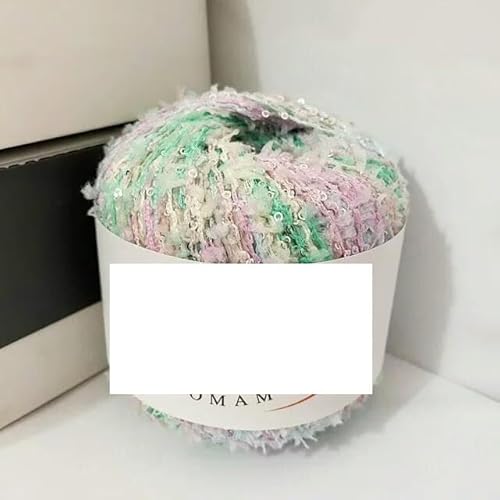 Pailletten-merzerisiertes Garn, Sequin Butterfly Fancy Yarn 50g 2mm Multicolor For Knitting And Crochet(Pink Green) von KXAOXGRC