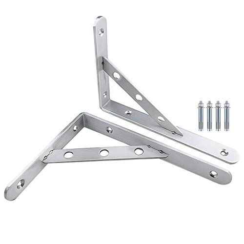 Wandmontierte Regalhalterungen, 2Pcs Heavy Duty Regale Unterstützung Halterung, Edelstahl Regal Halterung, Wand-Montiert(L 450*W 320 Mm (18*12.5In)) von KXAOXGRC