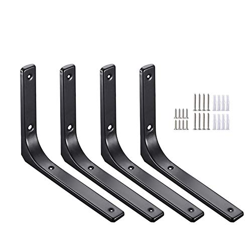 Wandmontierte Regalhalterungen, 4 Stück Regalhalterungen 8 Zoll 10 Zoll - Robuste weiße Wandhalterung - Unterstützung for Metallregale(Black,W 100*L 100 Mm (4*4In)) von KXAOXGRC