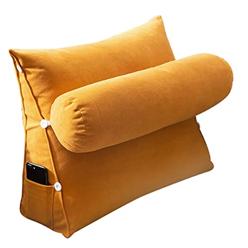 Waschbar Rückenkissen Hohen Rückenlehne Kissen Großes Wandkissen Lesekissen Mit Nackenkissen Bezug Nackenstützkissen Lendenkissen Kopfteil Kopfkissen Für Bett Kopfteil Sofa Couch (Color : Yellow, SI von KXCR