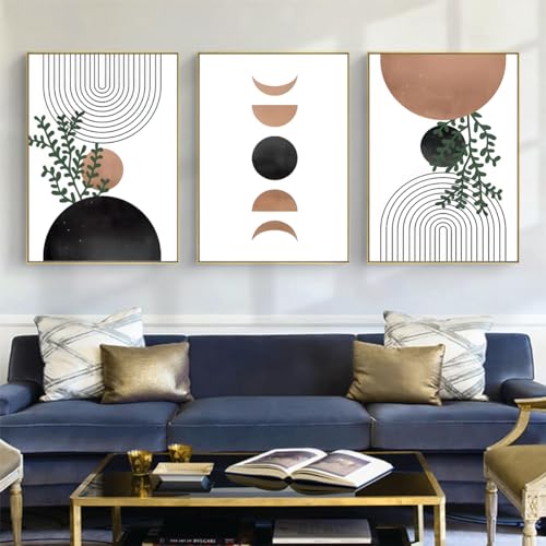 Abstract Line Geometry Poster,Moderne Bilder Boho DekoWanddeko 3er Set Geometrie Line Art Bilder, Wohnzimmer Kunst Linie Wandposter-Ohne Rahmen (A, 40x60cm*3, Ungerahmt) von KXHHYB