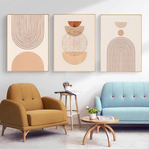 Abstract Line Geometry Poster,Moderne Bilder Boho DekoWanddeko 3er Set Geometrie Line Art Bilder, Wohnzimmer Kunst Linie Wandposter-Ohne Rahmen (B, 30x40cm*3, Ungerahmt) von KXHHYB