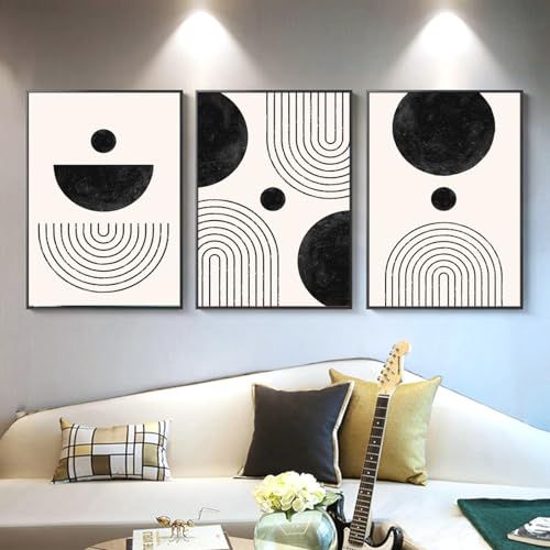 Abstract Line Geometry Poster,Moderne Bilder Boho DekoWanddeko 3er Set Geometrie Line Art Bilder, Wohnzimmer Kunst Linie Wandposter-Ohne Rahmen (C, 60x90cm*3, Ungerahmt) von KXHHYB