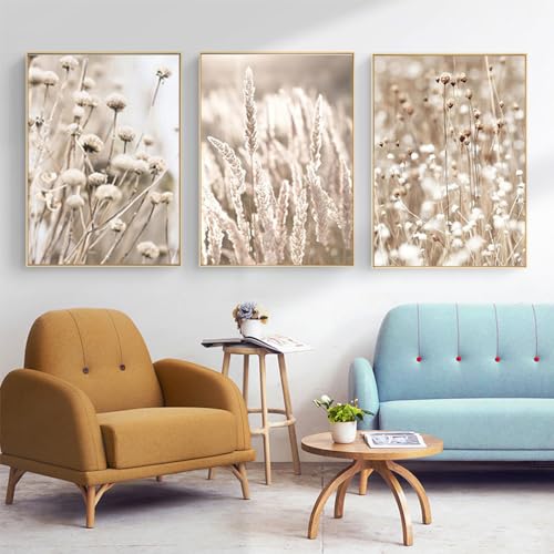 Beige Pampas Wandbilder,Moderne Boho style Poster 3er Set Wohnzimmer Schlafzimmer, Korridor, Restaurant Hintergrund Wanddekoration Poster-ohne Rahmen (C,60x90cm*3) von KXHHYB