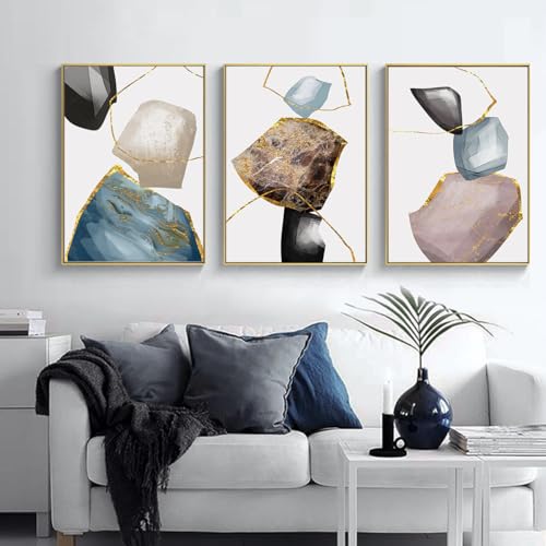 Geometrische Kunst Bilder Abstraktes Minimalistisches Poster Set, Moderne Farbeblock Boho Deko für Wohnzimmer Schlafzimmer - Ohne Rahmen (A, 40x60cm**3) von KXHHYB