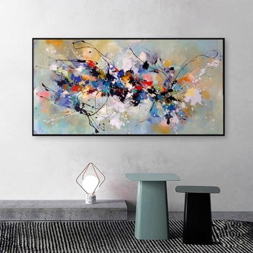 Moderne abstrakte Kunst bunt Block-Ölgemälde groß Bilder XXL Format Wandbilder Wohnzimmer Wohnung Deko Kunstdrucke, Küche,Rahmenlo (A,80x160cm) von KXHHYB