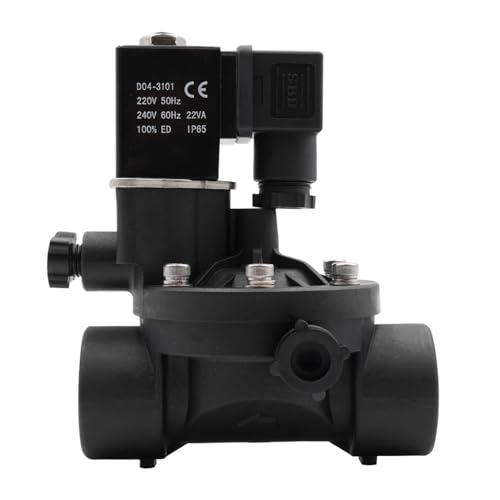KXHMCGGL Normalerweise geschlossenes oder normalerweise offenes AC220V 2-Wege-Pilot-Magnetventil aus Kunststoff mit manuellem Schalter und Durchflusseinstellung for Wasserventil.(G-AC 220V-ES Open) von KXHMCGGL
