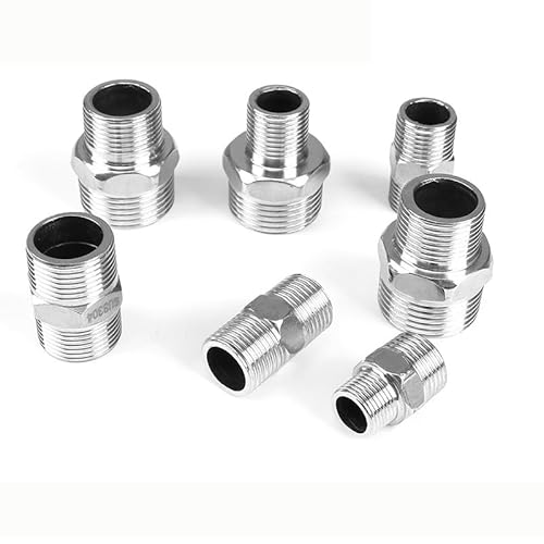 1/8 "1/4" 3/8 "1/2" 3/4 "1" 304 Edelstahl Doppel BSPT Außengewinde Schläuche Gelenke Reduzierung Rohr Stecker Dn10 Dn15 Dn25(3/4") von KXJSYL Tool