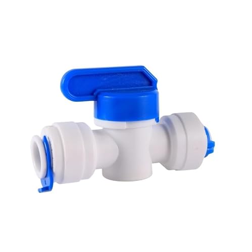 1 STÜCK RO Wasser Gerade Kunststoff-Kugelhahn 1/4 Zoll 3/8 Zoll Außendurchmesser Schlauch Schnellanschluss 1/4 Zoll 3/8 Zoll Außengewinde 1/2 Zoll Innengewinde Umkehrosmose Aquarium-Anschluss(1I4-1I4) von KXJSYL Tool