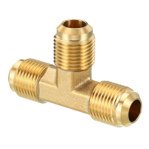 1 Stück 1/4 3/8 1/2 5/8 3/4 SAE 45 Außengewinde gerade Winkelstück, T-Verbindung, Mutter, Stecker, Kappe Messing Fitting UNF Gewinde Klimaanlage (T-Stück, SAE 1I4) von KXJSYL Tool