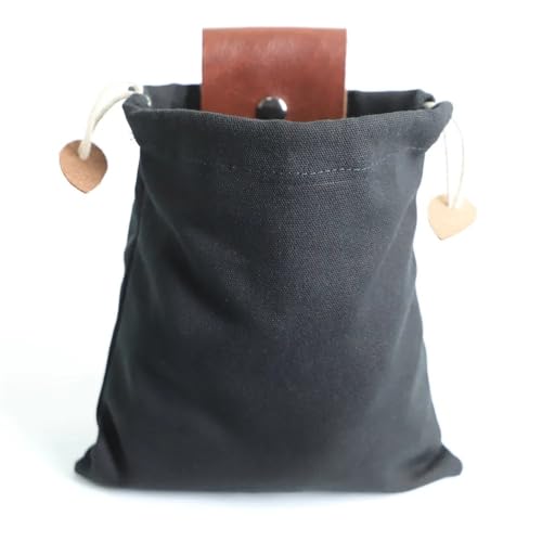 1 stück Tragbare Outdoor Nahrungssuche Tasche Obst Picking Beutel Faltbare Berry Puch Lagerung Leder Bushcraft Leinwand Tasche Wandern Camping(Black) von KXJSYL Tool