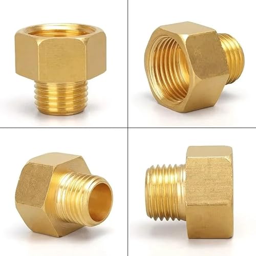 10 Stück 1/8 Zoll 1/4 Zoll 3/8 Zoll 1/2 Zoll Außengewinde auf Innengewinde Sechskantbuchse Messing-Rohrverbinder Messing-Koppler-Adapter Gewindefitting(M02-F03) von KXJSYL Tool
