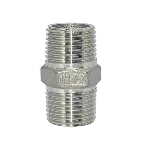 1PC 1/8 1/4 3/8 1/2 3/4 1 "Außengewinde Hex Nippel Union 304 Edelstahl Rohr Fitting Anschluss Kupplung wasser Öl Luft Gewinde Adapter(2") von KXJSYL Tool
