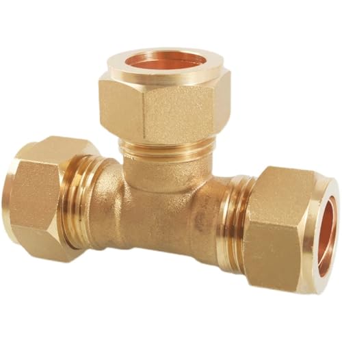 1PC Fit 6 8 10 12 14 15 16 18 19 20 22 25 28mm Rohr Kompression Union Messing Rohr Fitting T 3 Möglichkeiten Stecker Wasser Gas Öl(15mm) von KXJSYL Tool