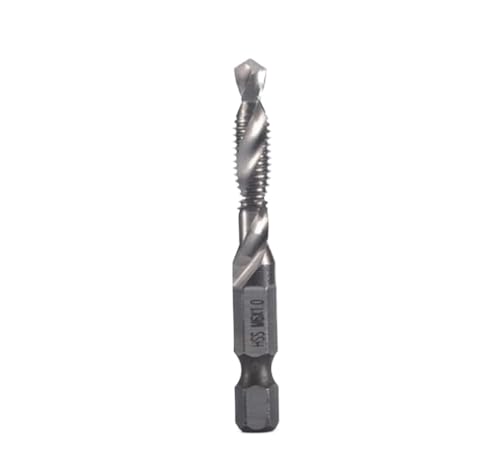 1pcs Hex Shank Titanium Plated HSS Screw Thread Metric Tap Drill Bits Screw Machine Compound Tap M3 M4 M5 M6 M8 M10 Hand Tools(M10 Silver) von KXJSYL Tool