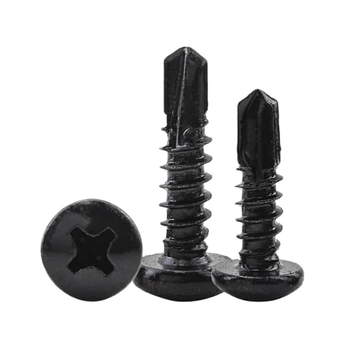 20/30 Stück Rundkopf-Bohrschrauben, schwarzer Zink-Edelstahl, M4.2 M4.8#8, Flachkopf-Blechschrauben for Blech(70mm,M4.2 30pcs) von KXJSYL Tool